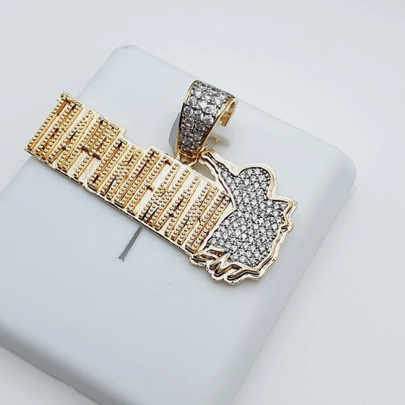 14K Gold Plated Cubic Zircon Pendant, INUS1BR057 - Picture 7 of 10